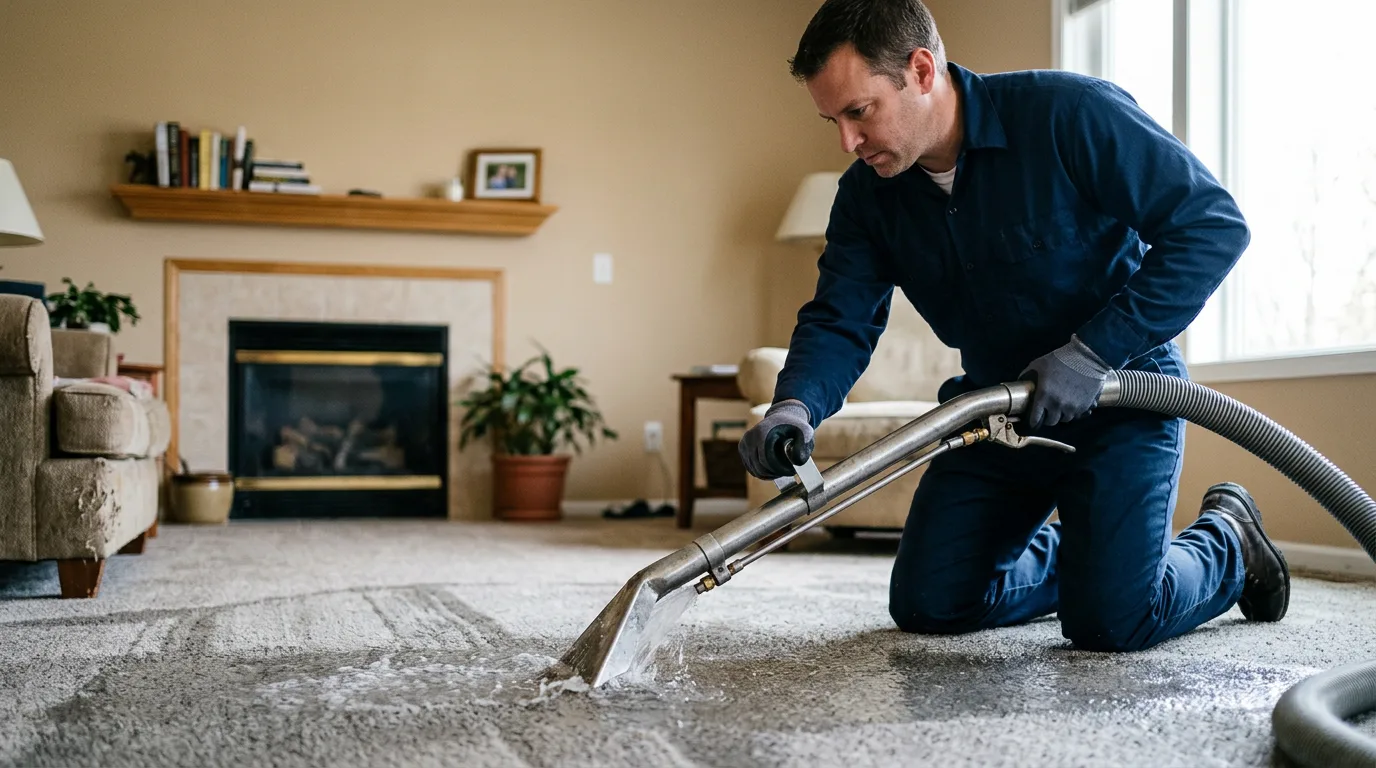 Water damage restoration technician working near Fullerton, CA